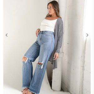 Carly Jean Los Angeles malibu wide leg ripped denim sz 0